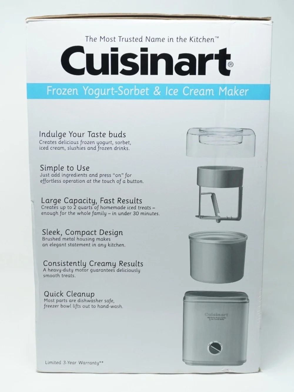 NEW Cuisineart Pure Indulgence 2 Quart Frozen Yogurt-Sorbet & Ice Cream Maker